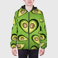 Куртка с капюшоном мужская Люблю авокадо, цвет: 3D-черный — фото 2