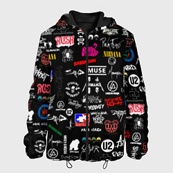 Куртка с капюшоном мужская ЛОГОТИПЫ РОК ГРУПП, цвет: 3D-черный