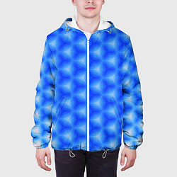 Куртка с капюшоном мужская Синие соты, цвет: 3D-белый — фото 2