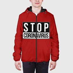 Куртка с капюшоном мужская Stop Coronavirus, цвет: 3D-черный — фото 2