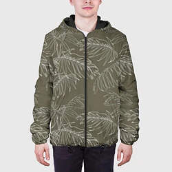 Куртка с капюшоном мужская Листья пальмы, цвет: 3D-черный — фото 2