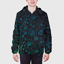 Куртка с капюшоном мужская Смайлы, цвет: 3D-черный — фото 2