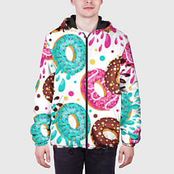 Куртка с капюшоном мужская Любитель пончиков, цвет: 3D-черный — фото 2