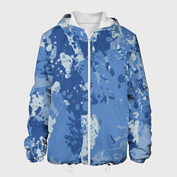 Куртка с капюшоном мужская КАМУФЛЯЖ BLUE, цвет: 3D-белый