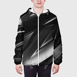 Куртка с капюшоном мужская GEOMETRY STRIPES BLACK & WHITE, цвет: 3D-белый — фото 2