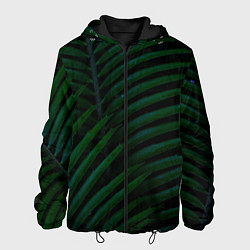 Куртка с капюшоном мужская Пальмовые листья, цвет: 3D-черный