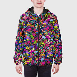 Куртка с капюшоном мужская Мистические цветы, цвет: 3D-черный — фото 2