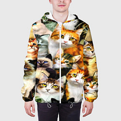 Куртка с капюшоном мужская КОТЫ, цвет: 3D-белый — фото 2