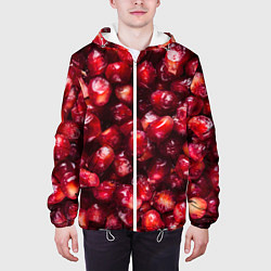 Куртка с капюшоном мужская Много ягод граната ярко сочно, цвет: 3D-белый — фото 2