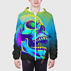 Куртка с капюшоном мужская Neon skull, цвет: 3D-белый — фото 2