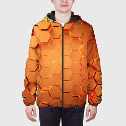 Куртка с капюшоном мужская Золотые 3D плиты, цвет: 3D-черный — фото 2