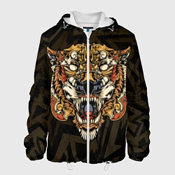 Куртка с капюшоном мужская Тигровый стимпанк Tiger, цвет: 3D-белый