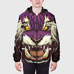 Куртка с капюшоном мужская Маска тигра Ханья, цвет: 3D-черный — фото 2
