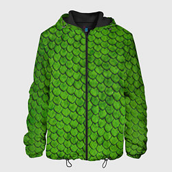 Куртка с капюшоном мужская Зелёная чешуя, цвет: 3D-черный