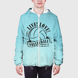 Куртка с капюшоном мужская LIVE! LOVE! VOLLEYBALL!, цвет: 3D-белый — фото 2