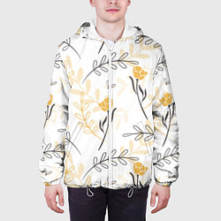 Куртка с капюшоном мужская Рисованные Цветы, цвет: 3D-белый — фото 2