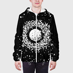 Куртка с капюшоном мужская Каллиграфия на чёрном фоне, цвет: 3D-белый — фото 2