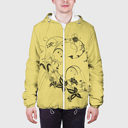 Куртка с капюшоном мужская Узоры ягодки, цвет: 3D-белый — фото 2