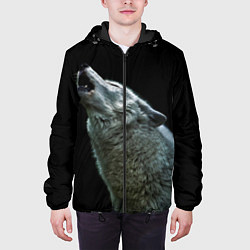 Куртка с капюшоном мужская Воющий волк, цвет: 3D-черный — фото 2