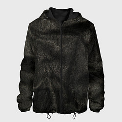 Куртка с капюшоном мужская Черная кожа, цвет: 3D-черный