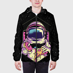 Куртка с капюшоном мужская Пицца, пончик и космос, цвет: 3D-черный — фото 2