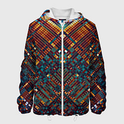 Куртка с капюшоном мужская Абстрактная мозаика, цвет: 3D-белый