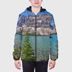 Куртка с капюшоном мужская Горное озеро, цвет: 3D-черный — фото 2