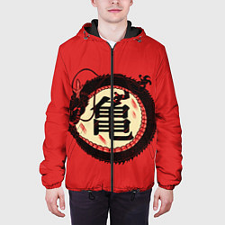 Куртка с капюшоном мужская Иероглифы Китайский Дракон, цвет: 3D-черный — фото 2