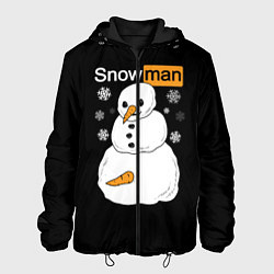 Куртка с капюшоном мужская Снеговик, цвет: 3D-черный