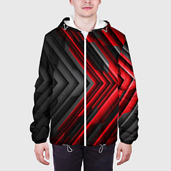 Куртка с капюшоном мужская Абстракция черно-красный свет, цвет: 3D-белый — фото 2