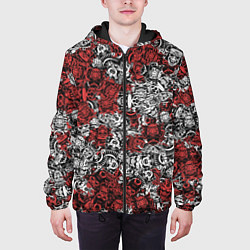 Куртка с капюшоном мужская Красные и Белые самураи, цвет: 3D-черный — фото 2