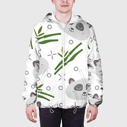 Куртка с капюшоном мужская Панда с бамбуком, цвет: 3D-белый — фото 2