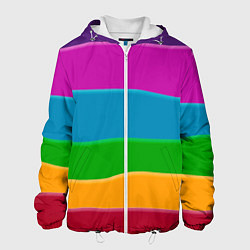 Куртка с капюшоном мужская Разноцветные полоски, цвет: 3D-белый