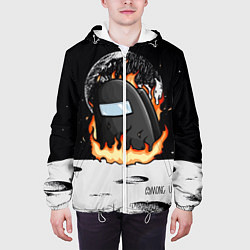 Куртка с капюшоном мужская Among Us fire, цвет: 3D-белый — фото 2