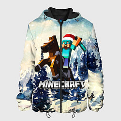 Куртка с капюшоном мужская Зимний Майнкрафт, цвет: 3D-черный
