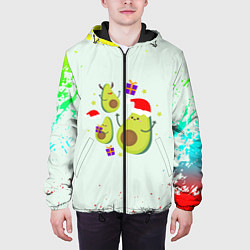 Куртка с капюшоном мужская Новогодние Авокадо, цвет: 3D-черный — фото 2