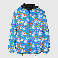 Куртка с капюшоном мужская Снеговики, цвет: 3D-черный