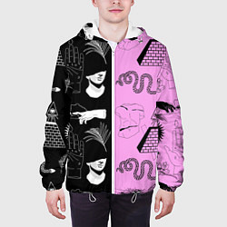 Куртка с капюшоном мужская Руки, статуи, цвет: 3D-белый — фото 2