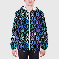 Куртка с капюшоном мужская Компьютерные игровые символы, цвет: 3D-белый — фото 2
