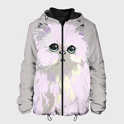 Куртка с капюшоном мужская Пушистый милый кот с грустным взглядом, цвет: 3D-черный