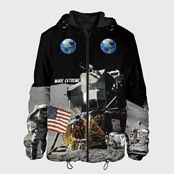 Куртка с капюшоном мужская Высадка На Луну, цвет: 3D-черный