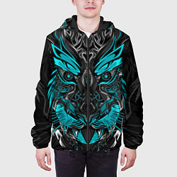 Куртка с капюшоном мужская Абстракция тигр, цвет: 3D-черный — фото 2