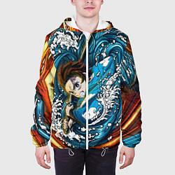 Куртка с капюшоном мужская Танджиро Камадо Клинок демонов, цвет: 3D-белый — фото 2