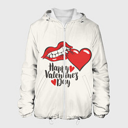 Куртка с капюшоном мужская Happy Valentines Day, цвет: 3D-белый