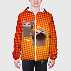 Куртка с капюшоном мужская Cat Pop Мем, цвет: 3D-белый — фото 2