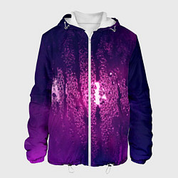 Куртка с капюшоном мужская Стекло дождь фиолетовый, цвет: 3D-белый