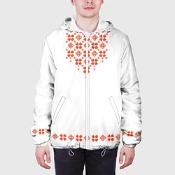 Куртка с капюшоном мужская Белорусская вышиванка, цвет: 3D-белый — фото 2