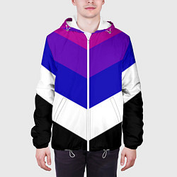 Куртка с капюшоном мужская Полосы, цвет: 3D-белый — фото 2