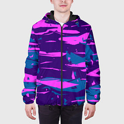 Куртка с капюшоном мужская CYBERSTYLE NEON CAMOUFLAGE, цвет: 3D-черный — фото 2