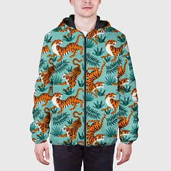 Куртка с капюшоном мужская Рычащие Тигры Паттерн, цвет: 3D-черный — фото 2